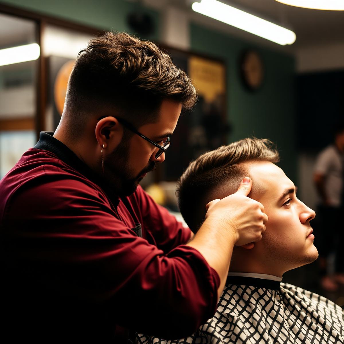 Barber giving a sharp fade at Sal's Barber Shop
